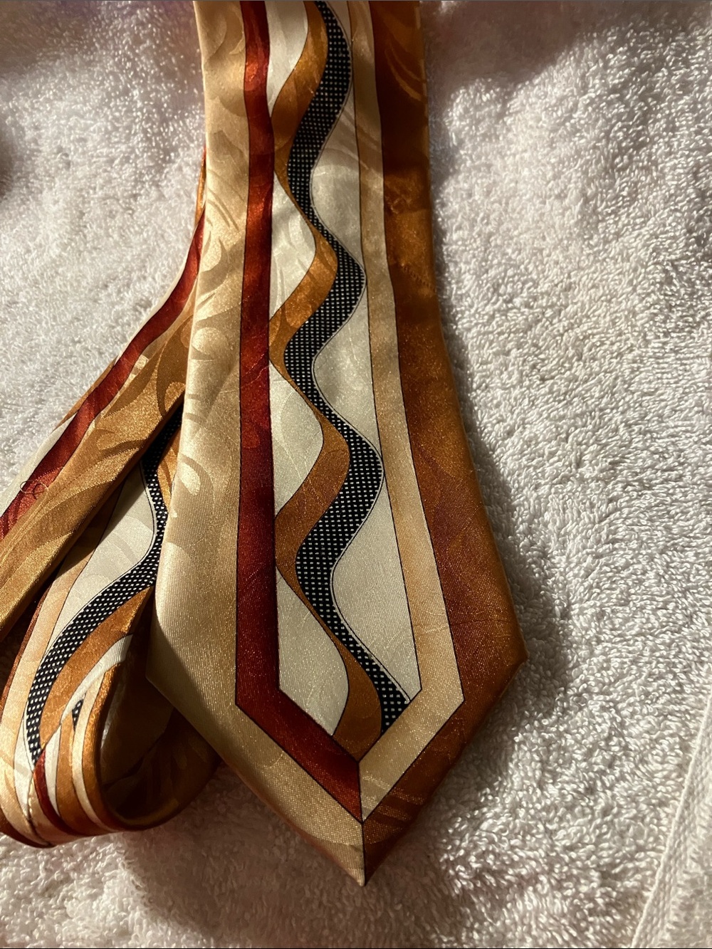 Clericci Gold and Cream Silk Tie - CLERICCI